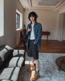 Pilen side shirring check shirt