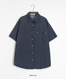 [BAONHAUS] Kinkan Snap Button Pocket Denim Over Short Sleeve Shirt