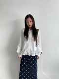 Lancer Round Collar Frill Blouse