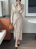 Rislow Collar Shirt Wrap Dress