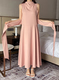 Cheline high neck sleeveless strap long one piece