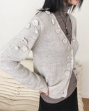 [Wool 10] Heylin Vintage Flower Cosage Knit Cardigan