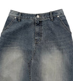 CUT-OFF LONG DENIM SK