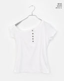 Az Pigment Washing Unbalanced One Off-Shoulder Button Short Sleeve T-shirt