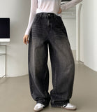 Incision Point Mega Balloon Fit Banding Denim Pants