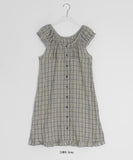 Use Check Puff Shirring Layered One Piece