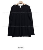 Loose Fit Waffle U Neck Long Sleeve Tee