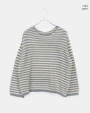 Zuri Stripe Pattern Round Neck Loose Fit Long Sleeve Knit
