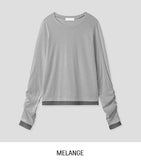 Mellie Two-Tone Layered Shirring Long Sleeve