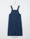 Loiki Shirring Pocket Denim Sleeveless Long One Piece