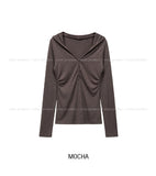 Leon V-Neck Button Slim Hoodie