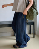 Nenbi banding wide denim pants