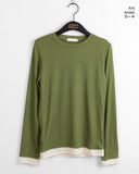 Arts Color Matching Layered All-in-one Crop Long Sleeve T-Shirt