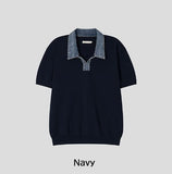 Vice Denim Collared Short Sleeve Knit