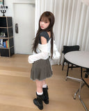 Monut Fringe Pleated Denim Skirt