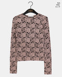 Jeffin Rose embossed two-tone see-through long-sleeved T-shirt