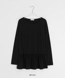 Yunori Layered Side Shirring Frill Long Sleeve Tee