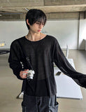 See-through wide neck knit
