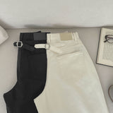 Silver Strap Back Point Balloon Herringbone Wide Cotton Pants