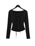 Hoodie Strap V-Neck Tee