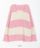 Rutina Stripe V-neck Over Knit