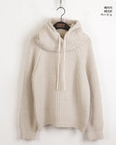 [Balaclava Set] Creama Hood Hachi Round Loose Fit Long Sleeve Knit