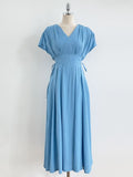 Javet V-Neck Pintuck Flare Long One Piece