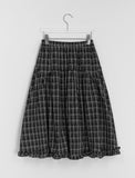 Sarin Check Frill Banding Long Skirt
