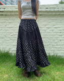 Achu Dot Shirring Tiered Lace Frill Long Skirt