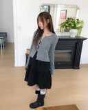 Mode Ribbed Open Frill Cardigan