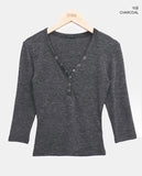 Havel Button V-Neck Long Sleeve T-Shirt