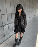 Noki shirring zip-up jacket