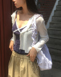 Yoring summer see-through rib cardigan