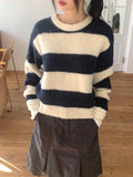 Mayo Wool Stripe Angora Semi-Crop Knit