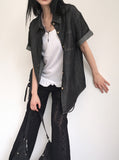 chibbon punching see-through shirring skirt bootcut pants