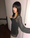 Cellu mesh see-through long-sleeved cardigan