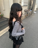 [A/M] Selling Off-Shoulder Cable Knit T-shirt