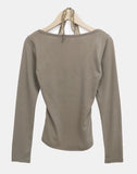 Hinb Halter Layered Button Long Sleeve T-shirt