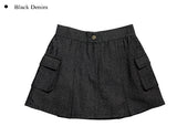 Bobo Black Denim Cargo Mini Skirt