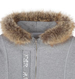 Amor brushed Raccoon Fur Hooded Zip-Up