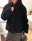 Piru Half Poodle Fluffy Fur Coat Jacket