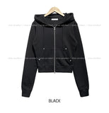 Caro Stud Slim Fit Two Way Hooded Zip-Up