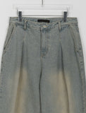 [unisex] Resole Pintuck Washed Denim Wide Pants