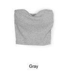 Leila Ribbed Crop Tube Top (with Cap)
