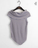 Seby Stripe Diagonal Off-Shoulder T-Shirt