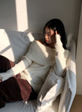 Palms Button Warmer Ribbed Off Shoulder Knit