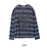 Way Stripe Ribbed Knit Long Sleeve T-shirt