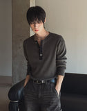 Esta Crop Waffle Henley Neck T-Shirt
