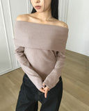 Turnage Brushed Ribbed Brush Fur Off Shoulder Tee