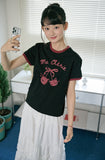 Cherry Cats CROP Ringer Tee